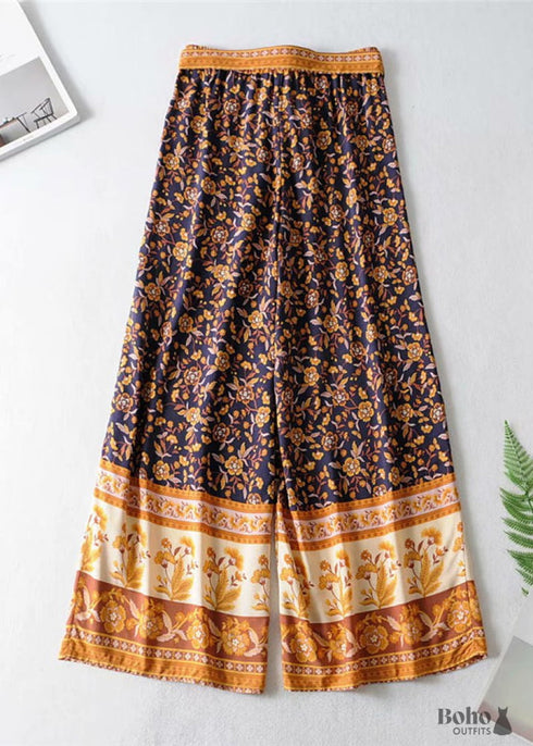 Boho Pants - Palazzo Pants in Leg Pants, Jasmine in Navy Blue For Women